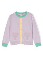 Stella McCartney Kids Seashell-jacquard cotton cardigan - Violet - thumbnail