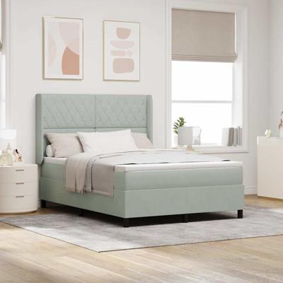 Boxspring bed met hoofdeinde Lichtgrijs 140 x 200 cm Fluweel
