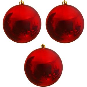 3x Grote kerst rode kerstballen van 20 cm glans van kunststof