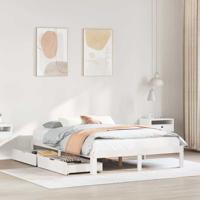 Bedframe met lades massief grenenhout wit 150x200 cm