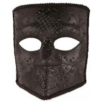 Faram Party Bauta Venetiaans masker - zwart - voor heren - Verkleed gezichtsmaskers