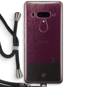 Geometrische lijnen zwart: HTC U12+ Transparant Hoesje met koord
