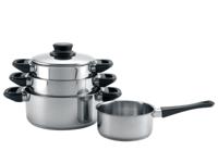 Cookinglife Pannenset RVS / Zwart 4-Delig Cookinglife Pannenset RVS / Zwart 4-Delig
