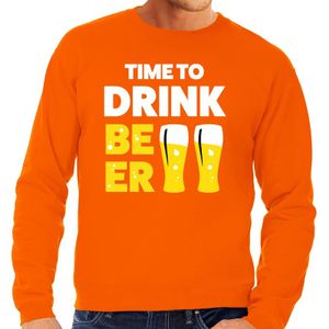 Time to Drink Beer tekst sweater oranje voor heren