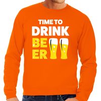 Time to Drink Beer tekst sweater oranje voor heren