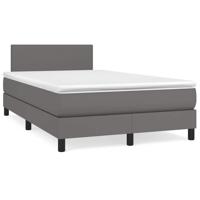 Boxspring met matras en LED kunstleer grijs 120x190 cm Boxspring met matras en LED kunstleer grijs 120x190 cm
