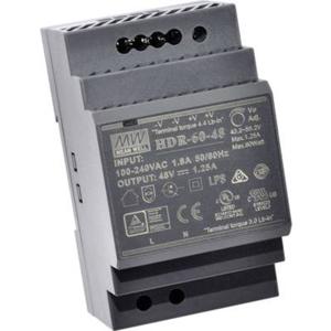 Mean Well HDR-60-12 DIN-rail netvoeding 12 V/DC 4.5 A 54 W Aantal uitgangen: 1 x Inhoud: 1 stuk(s)