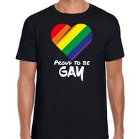 Proud to be gay pride vlag hartje / LHBT t-shirt zwart voor heren