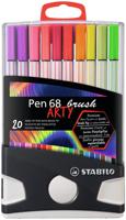 STABILO Pen 68 brush, premium brush viltstift, ARTY ColorParade met 20 kleuren