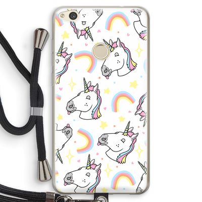 Rainbow Unicorn: Huawei Ascend P8 Lite (2017) Transparant Hoesje met koord