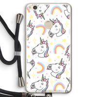 Rainbow Unicorn: Huawei Ascend P8 Lite (2017) Transparant Hoesje met koord