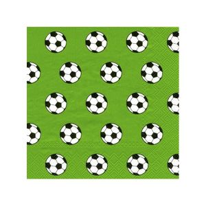 20x groen 3-laags servetten voetbal ballen 33 x 33 cm