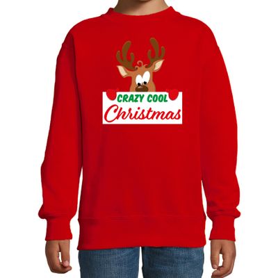 Crazy cool Christmas Kerstsweater / Kersttrui rood voor kinderen Crazy cool Christmas Kerstsweater / Kersttrui rood voor kinderen