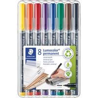Staedtler Lumocoler 317, OHP-marker, permanent, 1,0 mm, etui van 8 stuks in geassorteerde kleuren 10 stuks - thumbnail
