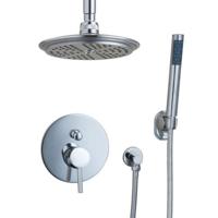 Chroom inbouw douche-set met plafond bevestiging.