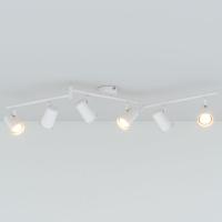 Riga - LED plafondlamp - 30 Watt 2345 lumen - 6 spots - 2700K Warm wit - Draaibaar en dimbaar - GU10 - Kantelbaar - Plafondspot - IP20 Voor binnen - Wit