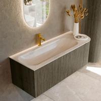 Badmeubel Mondiaz Kurve-Dlux | 125 cm | Meubelkleur Shadow | Wastafelkleur Meli | Solid surface | Wasbak linker zijde spoelbak | 1 kraangat