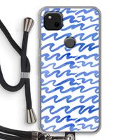Blauwe golven: Pixel 4a Transparant Hoesje met koord