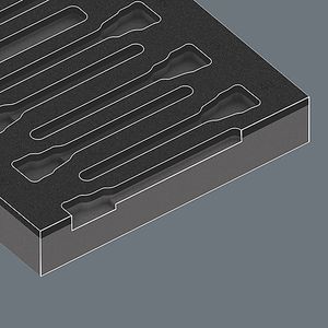 Wera 9723 Schuimrubberen inzetstuk met Zyklop B 3/8" bitdoppen Set 1, 22-delig gereedschapsset in schuiminzet voor werkplaatswagen