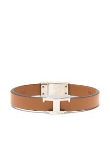 Tod's bracelet en cuir à plaque logo - Marron