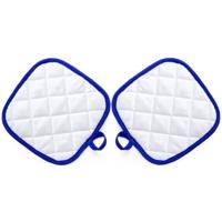 Pannenlap - 2x - wit/blauw - 17 x 17 cm - Koken - Pannenlappen - ophanglus