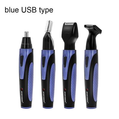 SPORTMAN vier-in-één USB oplaadbare oor neus tondeuse baard gezicht scheerapparaat wenkbrauwen Hair Trimmer voor Men(blue USB type)