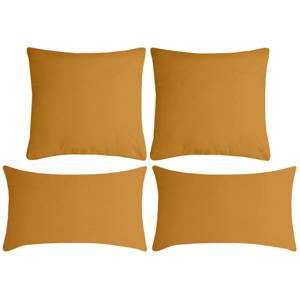 Stof Textile sierkussen Nelson - 4x - okergeel - 2 formaten - polyester