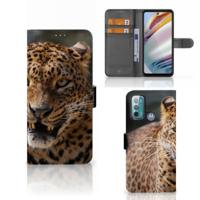 Motorola Moto G60 | Telefoonhoesje | Met pasjeshouder | Luipaard Motorola Moto G60 | Telefoonhoesje | Met pasjeshouder | Luipaard