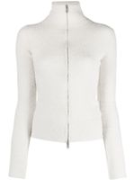 MARANT ÉTOILE funnel-neck zip-up fleece cardigan - Tons neutres