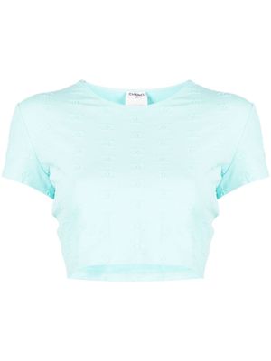 CHANEL Pre-Owned t-shirt crop à logo CC (1997) - Bleu
