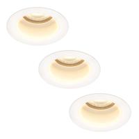 Set van 3 Mari - LED platte inbouwspots met lage inbouwdiepte - 6 Watt 570 Lumen - 2700K Warm wit - GU10 LED Module - Verzonken - Dimbaar - Rond - IP65 waterdicht - Wit