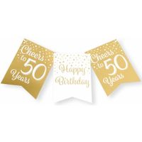 Verjaardag Vlaggenlijn 50 jaar - binnen - karton - wit/goud - 600 cm