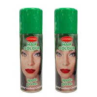 Haarspray of haarverf - 2x - kleur groen - verkleed accessoires - 125 ml - volwassenen en kinderen