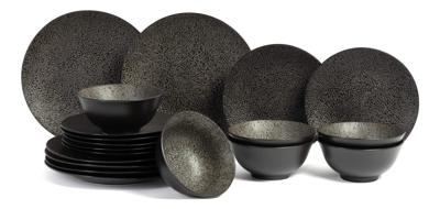 Cosy & Trendy Serviesset Candy Black - 18-delig / 6 personen - 6 dinerborden, 6 ontbijtborden en 6 kommen