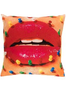 Seletti coussin à imprimé Mouth with Pins (50x50cm) - Orange