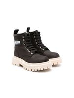 MSGM Kids bottes en cuir à patch logo - Noir