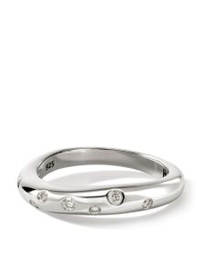 John Hardy bague Surf pavée de diamants - Argent