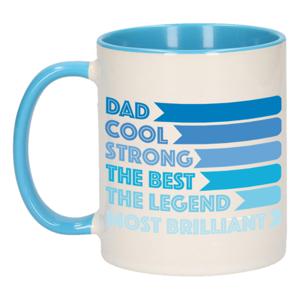 Cadeau koffie/thee mok voor papa - lijstje beste papa - blauw - 300 ml - Vaderdag