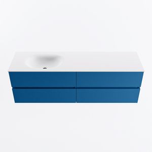 MONDIAZ VICA 160cm badmeubel onderkast Jeans 4 lades. Wastafel MOON links 1 kraangat, kleur Talc.