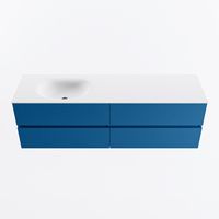MONDIAZ VICA 160cm badmeubel onderkast Jeans 4 lades. Wastafel MOON links 1 kraangat, kleur Talc.