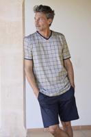 Katoenen ruiten shortama beige