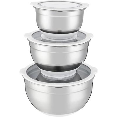Saladekomset - ARTHUR MARTIN - AM486 - 16-20-24 cm - Luchtdichte deksels - Roestvrij staal - Antislip siliconen bodem