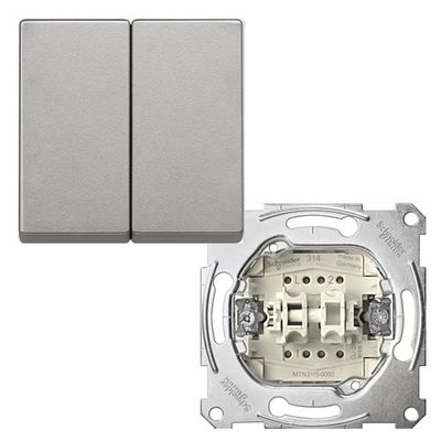 Merten serieschakelaar met drukknop aluminium