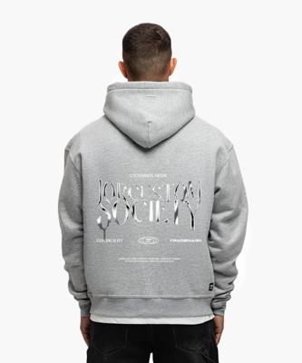 Jorcustom Fleece Uncommon Minds Oversized Hoodie Heren Grijs - Maat XS - Kleur: Grijs | Soccerfanshop