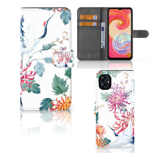 Samsung Galaxy A04e Telefoonhoesje met Pasjes Bird Flowers