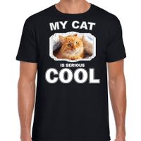 Rode kat katten / poezen t-shirt my cat is serious cool zwart voor heren - thumbnail