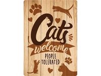 PLENTY GIFTS WAAKBORD BLIK CATS WELCOME PEOPLE TOLERATED 21X15 CM - thumbnail