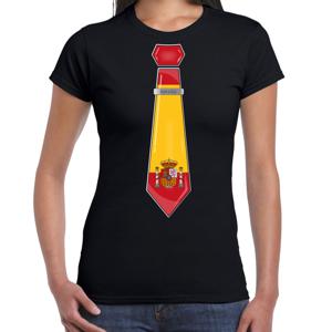 Verkleed T-shirt voor dames - stropdas Spanje - zwart - supporter - themafeest