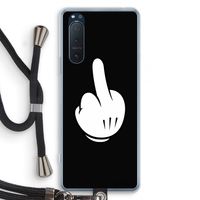 Middle finger black: Sony Xperia 5 II Transparant Hoesje met koord