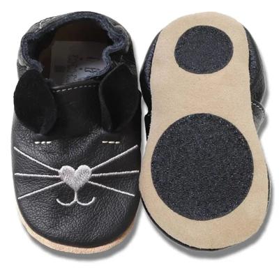 Hobea babyslofjes extra antislip Katze schwarz-26-27